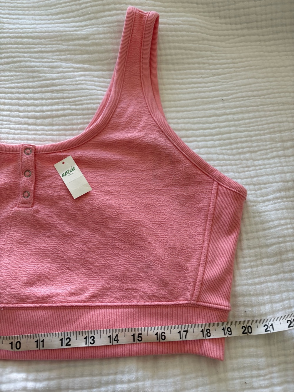 Aerie Pink Ribbed Snap-Front Crop Tank